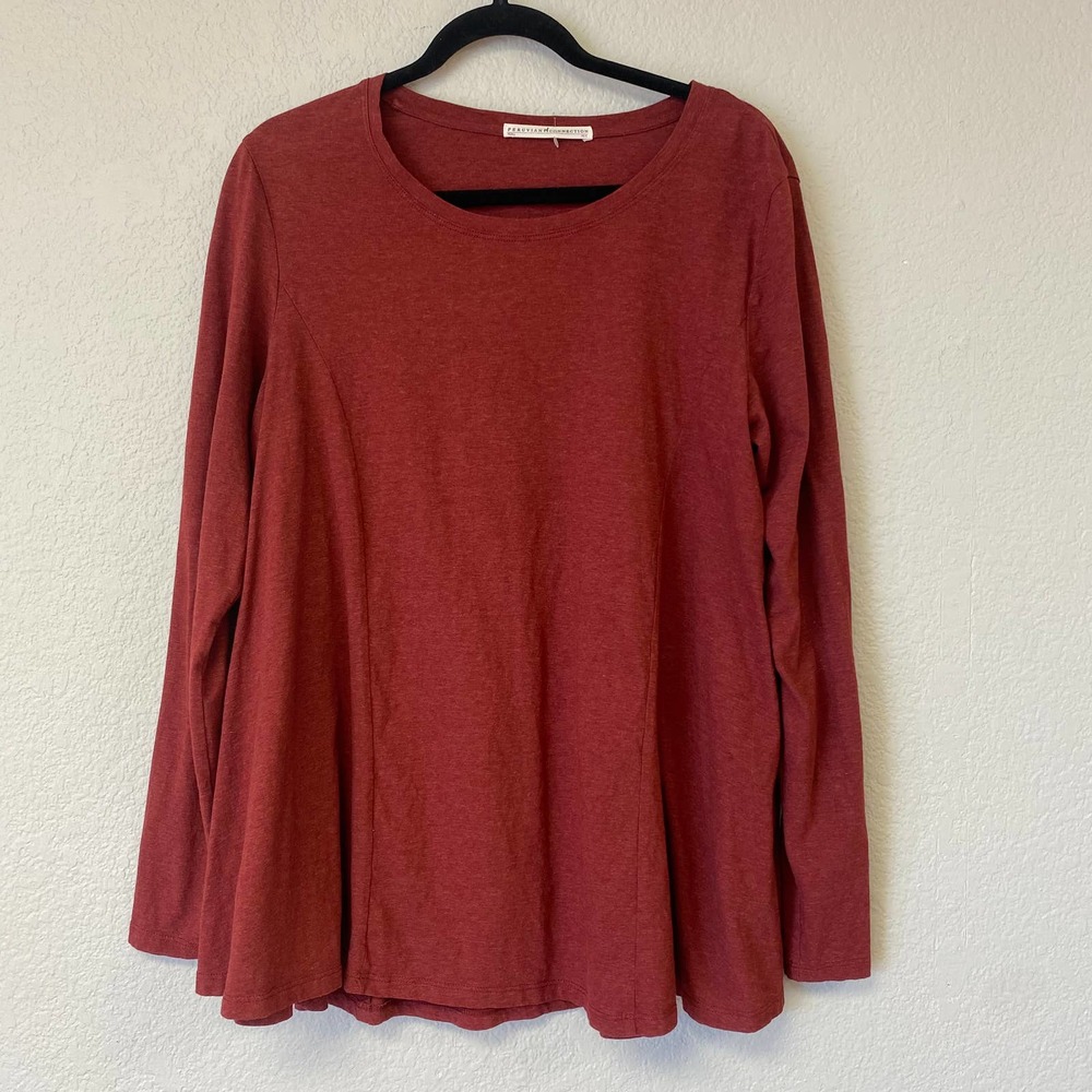 Peruvian Connection Drape Long Sleeve tee Red M/L